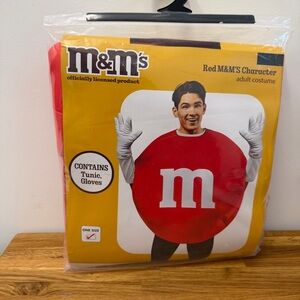 Red M&M’s Adult Costume Tunic With Gloves One Size Fits Most